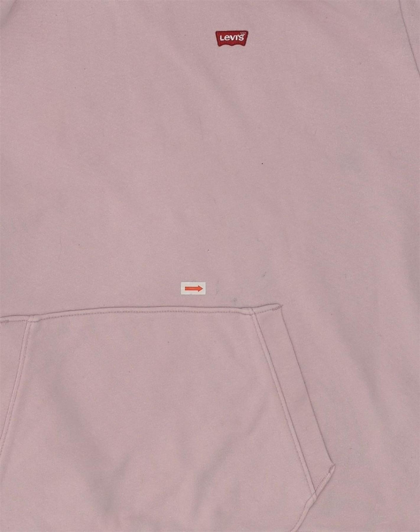 LEVI'S Womens Hoodie Jumper UK 12 Medium Pink Cotton