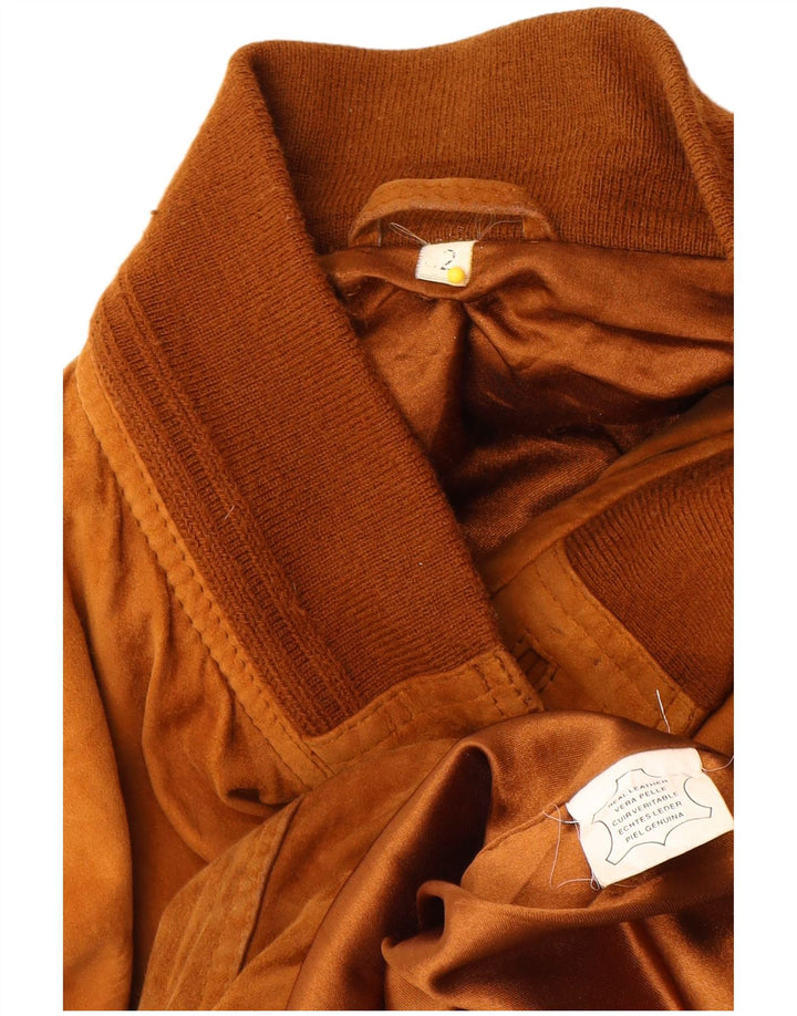 Vintage Mens Suede Bomber Jacket EU 52 XL Beige Leather