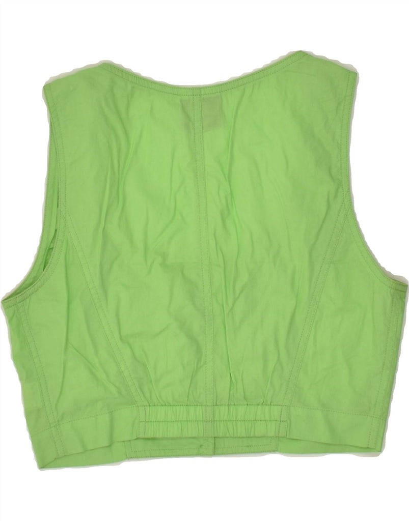 NEW PENNY Womens Crop Sleeveless Shirt Blouse IT 42 Medium Green Cotton | Vintage New Penny | Thrift | Second-Hand New Penny | Used Clothing | Messina Hembry 