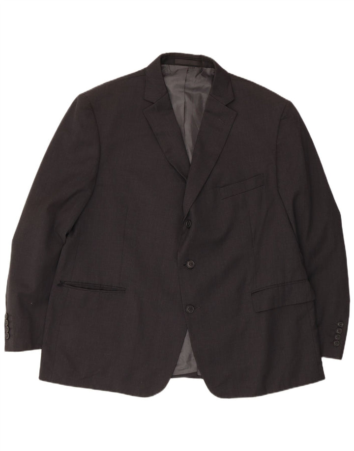 Marks & Spencer Mens Short 3 Button Blazer Jacket UK 48 2XL Grey Wool