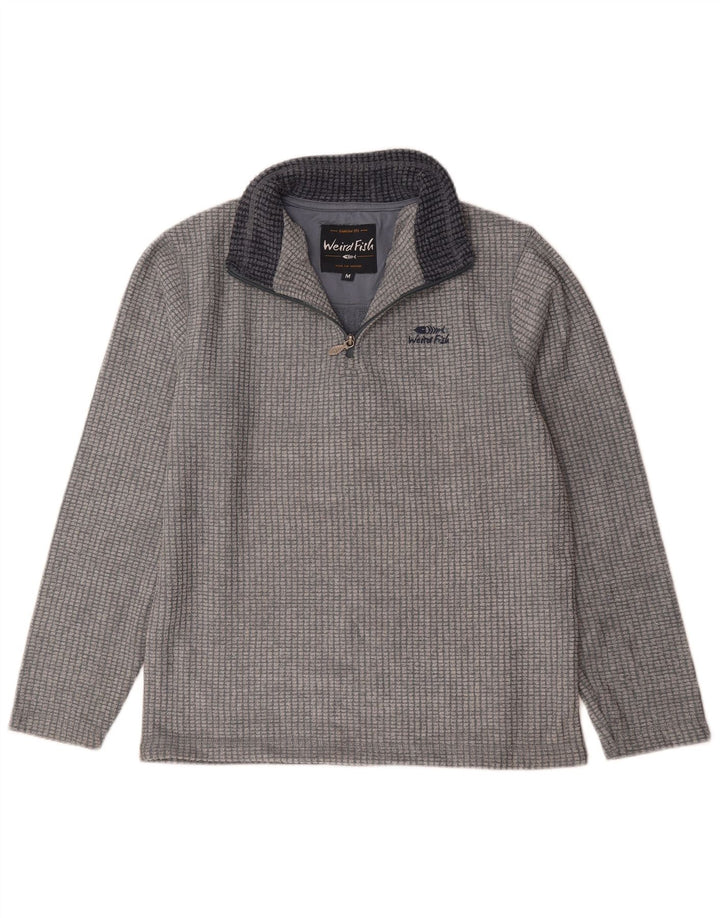 Weird Fish Mens Zip Neck Fleece Jumper Medium Grey Viscose