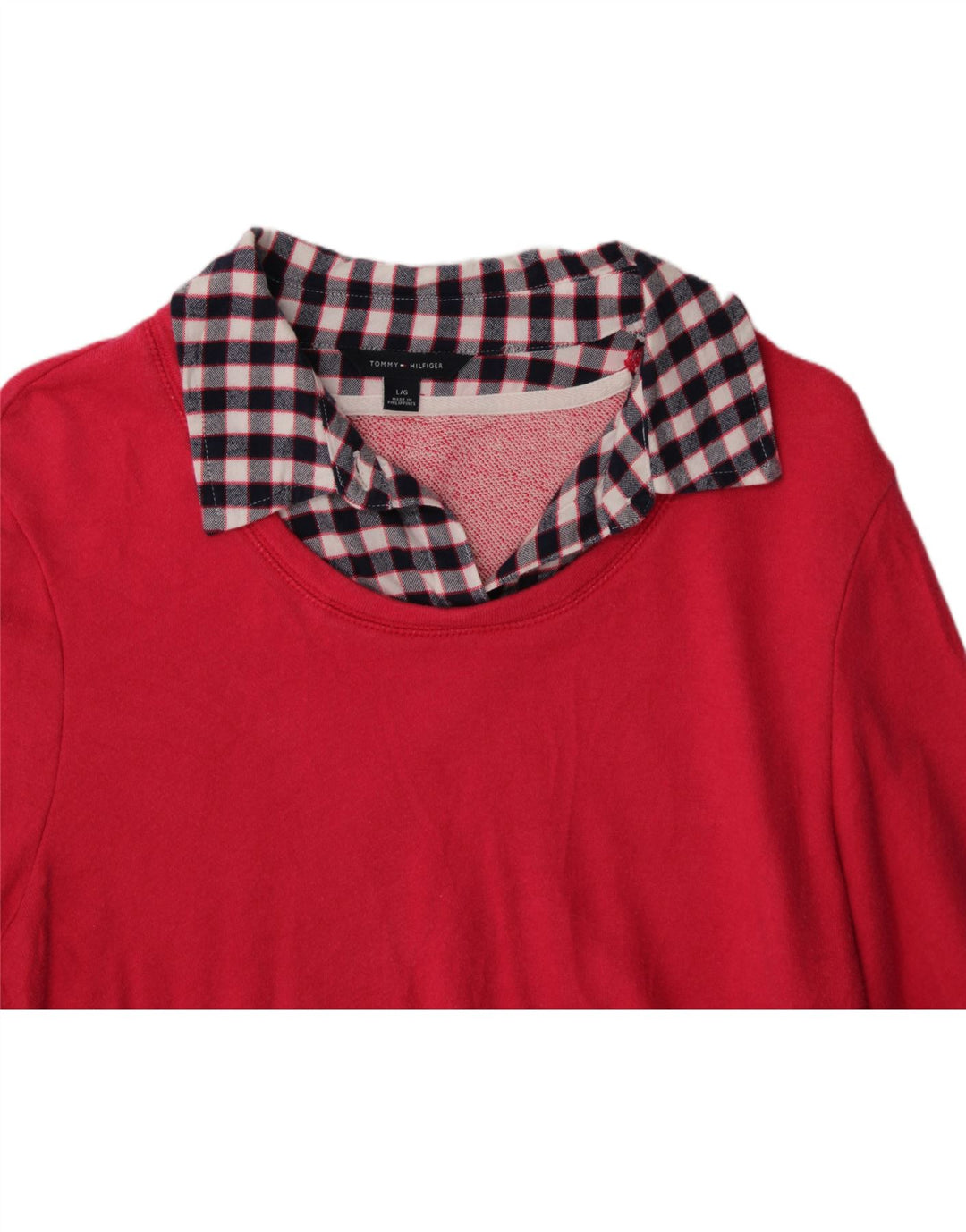 TOMMY HILFIGER Womens Oversized Sweatshirt Jumper UK 16 Large Pink Vintage Tommy Hilfiger and Second-Hand Tommy Hilfiger from Messina Hembry 