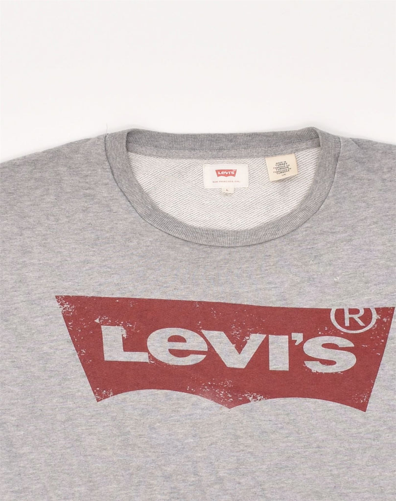 LEVI'S Mens Graphic Sweatshirt Jumper Large Grey Cotton | Vintage Levi's | Thrift | Second-Hand Levi's | Used Clothing | Messina Hembry 