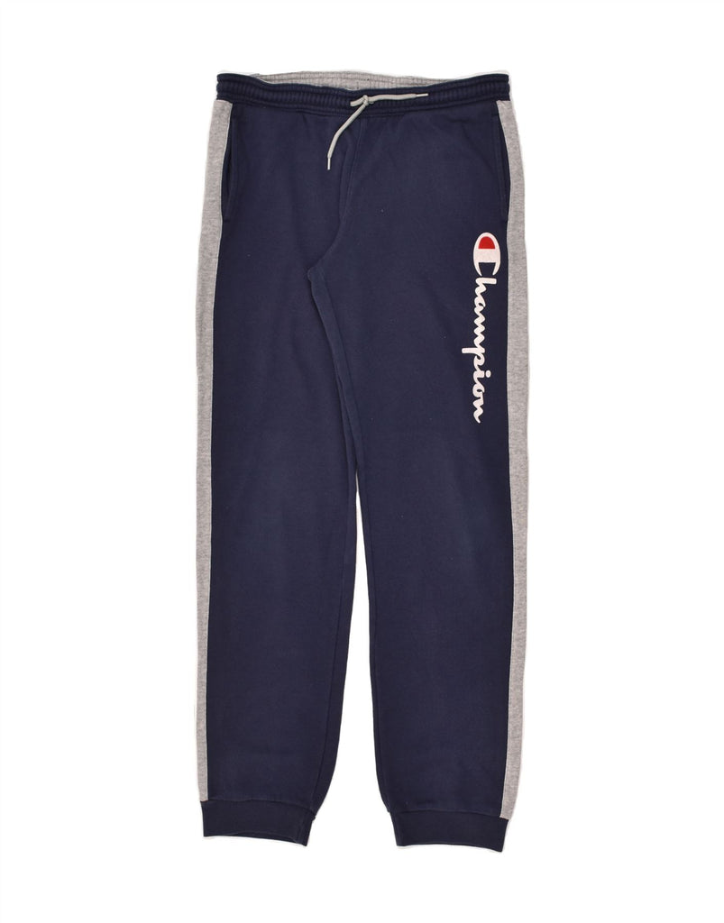 CHAMPION Boys Graphic Tracksuit Trousers Joggers 13-14 Years XL Navy Blue | Vintage Champion | Thrift | Second-Hand Champion | Used Clothing | Messina Hembry 