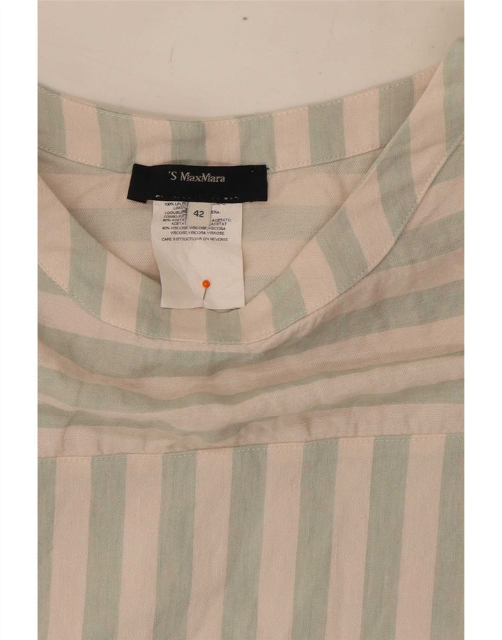 Max Mara Womens Shift Dress EU 42 Large White Striped Acetate