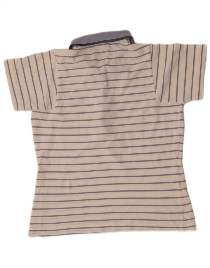 Lacoste Womens Polo Shirt Size 40 Medium White Striped Cotton