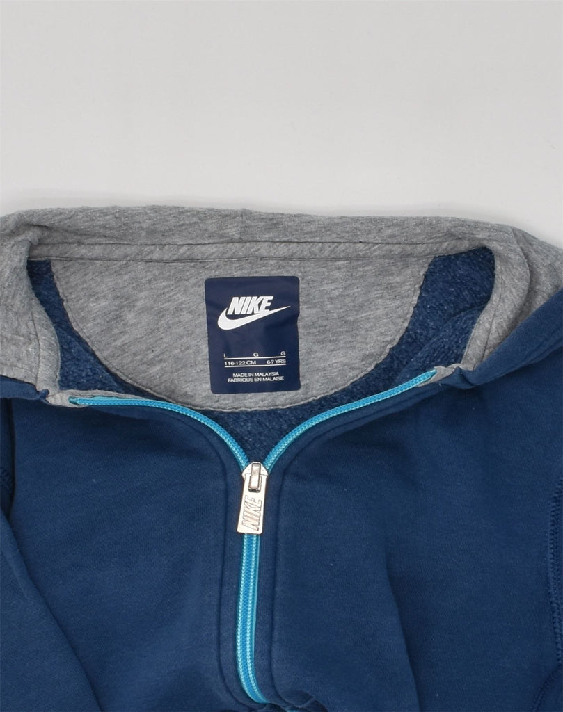 NIKE Boys Zip Hoodie Sweater 6-7 Years Large Blue Cotton | Vintage Nike | Thrift | Second-Hand Nike | Used Clothing | Messina Hembry 