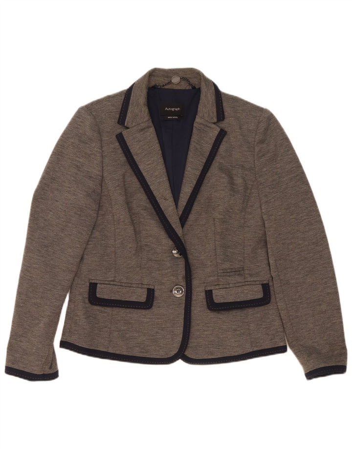 Marks & Spencer Womens Autograph 2 Button Blazer Jacket UK 12 Medium Grey
