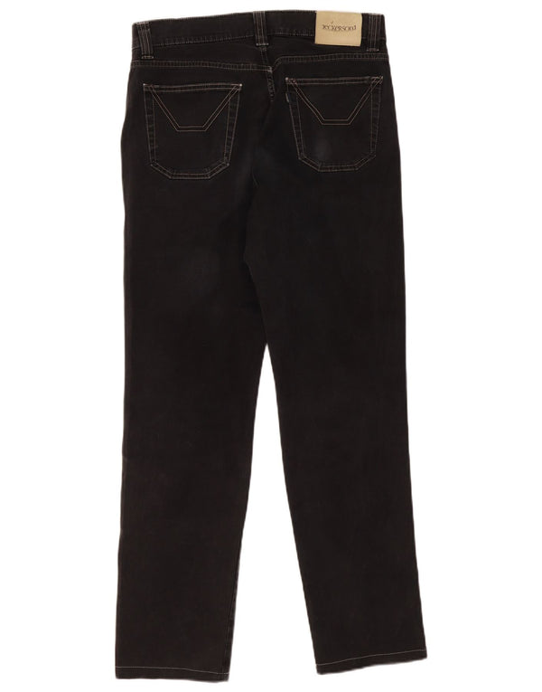 Jeckerson Mens Straight Casual Trousers W31 L30 Black Cotton