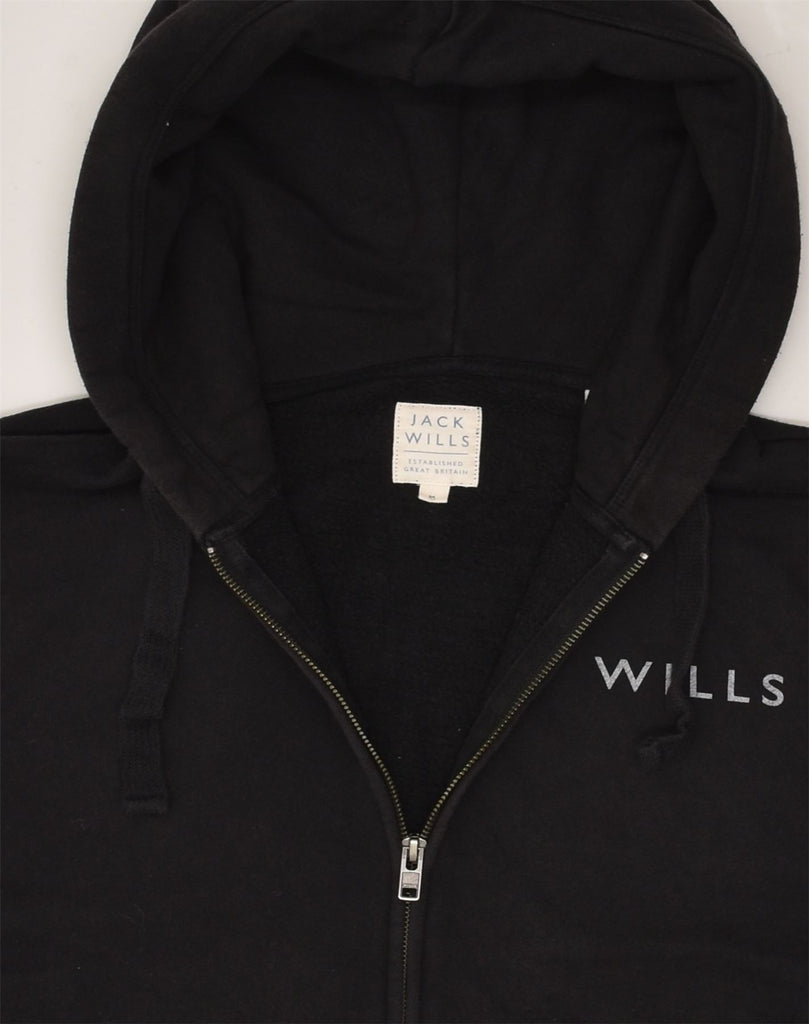 JACK WILLS Mens Zip Hoodie Sweater Medium Black Cotton | Vintage Jack Wills | Thrift | Second-Hand Jack Wills | Used Clothing | Messina Hembry 