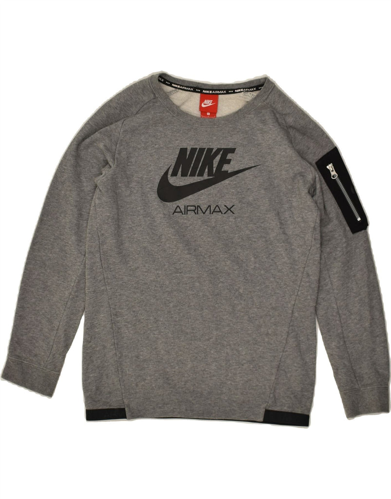 NIKE Boys Graphic Hoodie Jumper 12-13 Years Large  Grey Cotton | Vintage Nike | Thrift | Second-Hand Nike | Used Clothing | Messina Hembry 