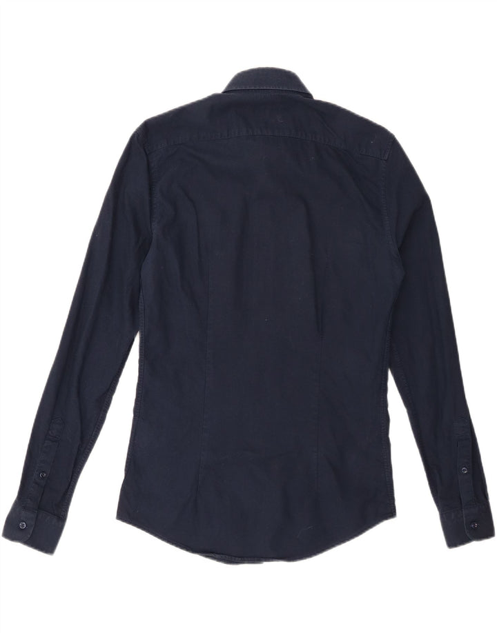 REISS Mens Slim Fit Shirt Small Navy Blue Cotton