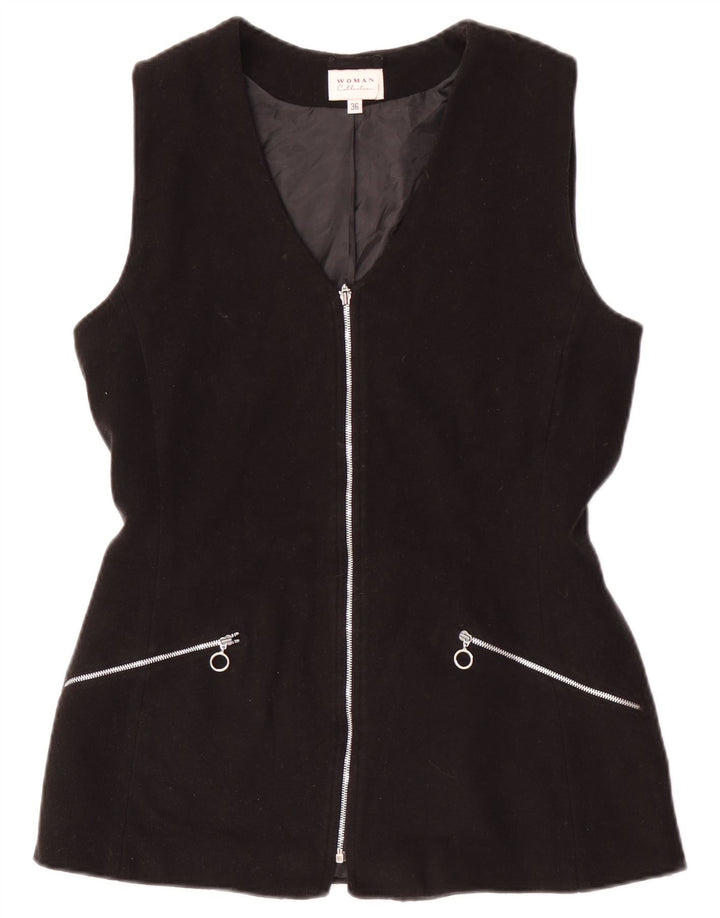 Vintage Womens Gilet EU 36 Small Black Acrylic