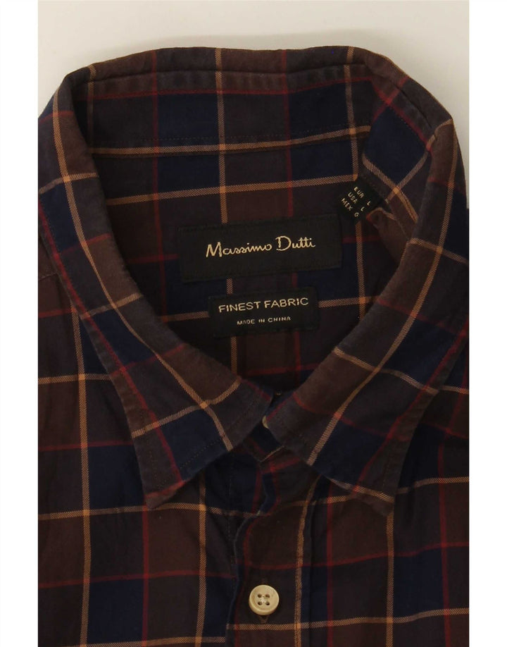 Massimo Dutti Mens Shirt Large Brown Check