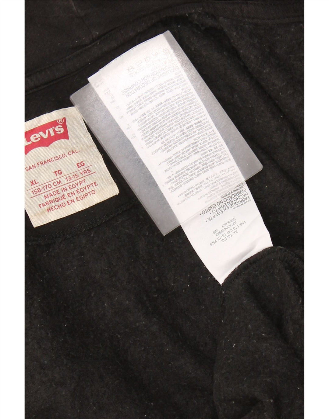 LEVI'S Boys Graphic Zip Hoodie Sweater 13-14 Years XL Black Cotton