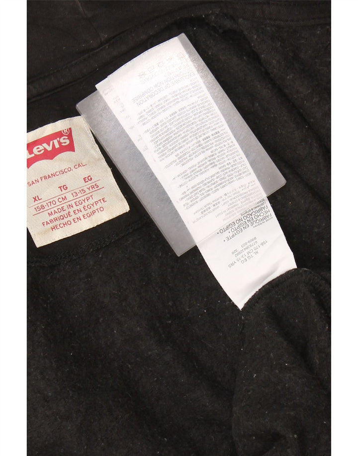 LEVI'S Boys Graphic Zip Hoodie Sweater 13-14 Years XL Black Cotton