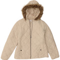 Marks & Spencer Womens Hooded Quilted Jacket UK 12 Medium White Polyester