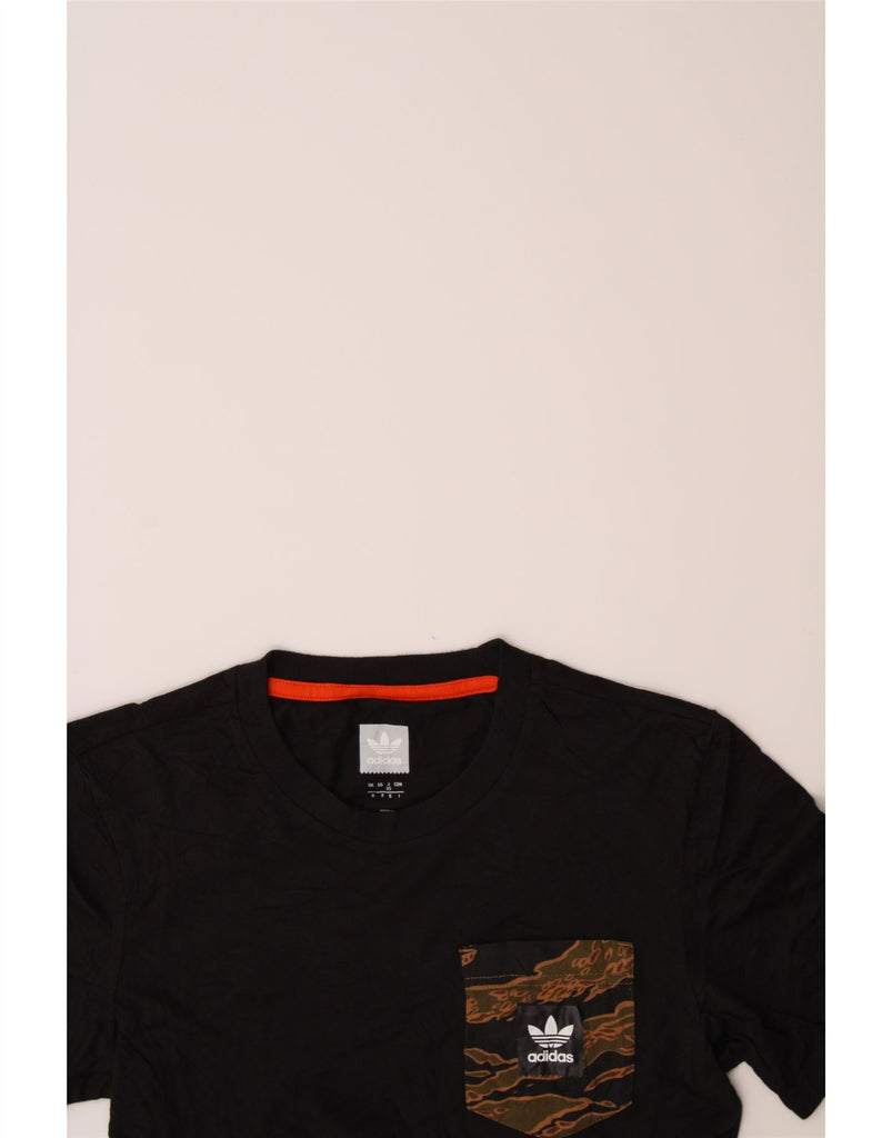 ADIDAS Boys T-Shirt Top 11-12 Years XS Black Cotton Vintage Adidas and Second-Hand Adidas from Messina Hembry 