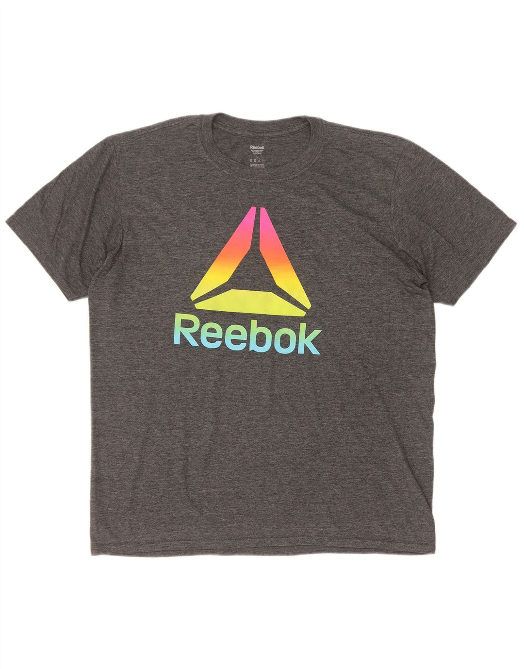 Reebok Mens Graphic T-Shirt Top Large Grey Polyester