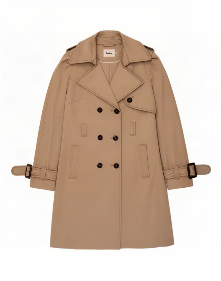 Gestuz Womens Trench Coat EU 40 Medium Beige Cotton