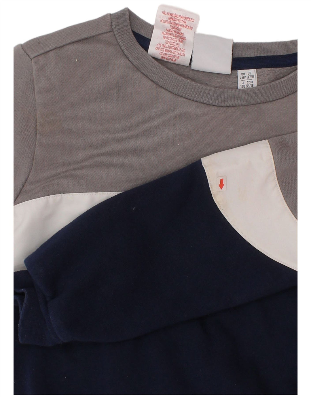 Adidas Boys Graphic Sweatshirt Jumper 7-8 Years Navy Blue Colourblock