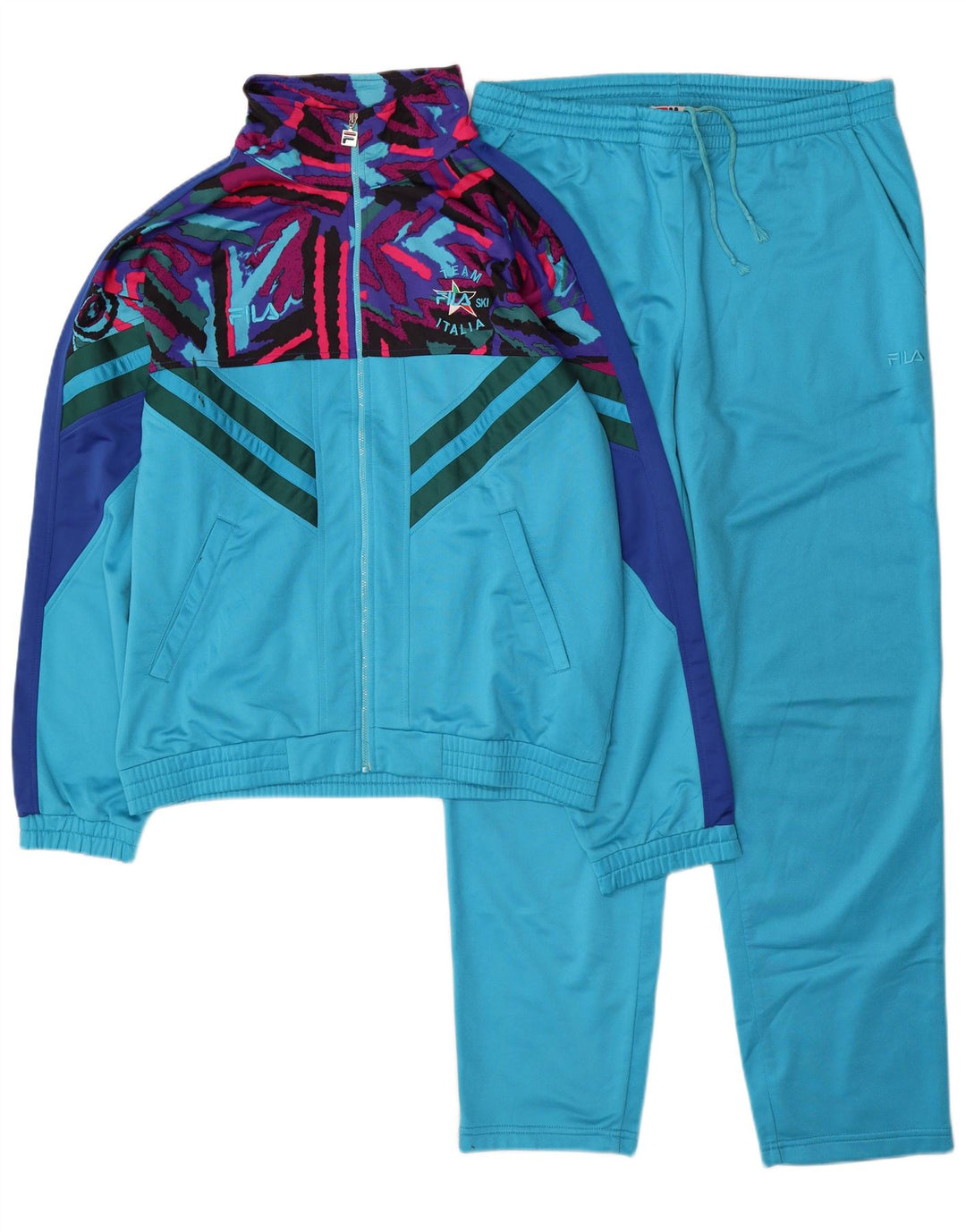 Fila Mens Full Tracksuit Medium  Blue Colourblock Polyester