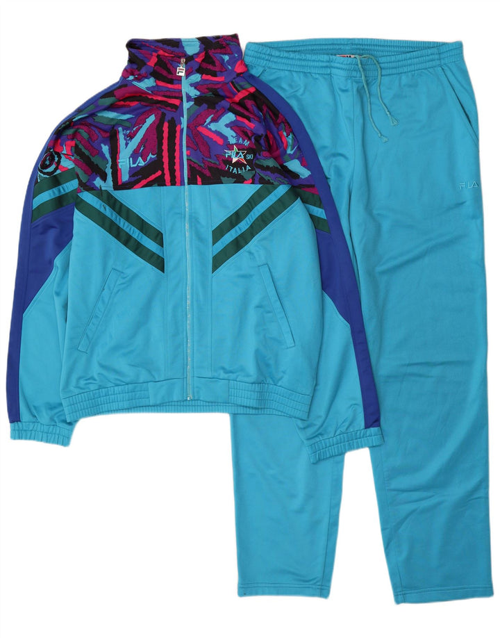 Fila Mens Full Tracksuit Medium  Blue Colourblock Polyester