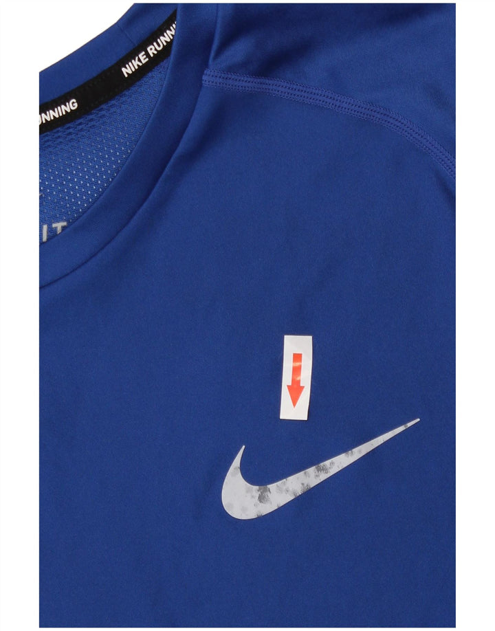 Nike Mens Dri Fit T-Shirt Top Medium Blue Polyester
