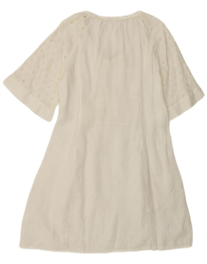 Vintage Womens A-Line Dress UK 14 Medium Beige