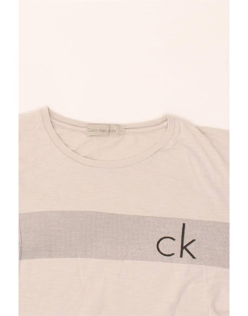 CALVIN KLEIN Mens T-Shirt Top Large Grey Colourblock | Vintage Calvin Klein | Thrift | Second-Hand Calvin Klein | Used Clothing | Messina Hembry 