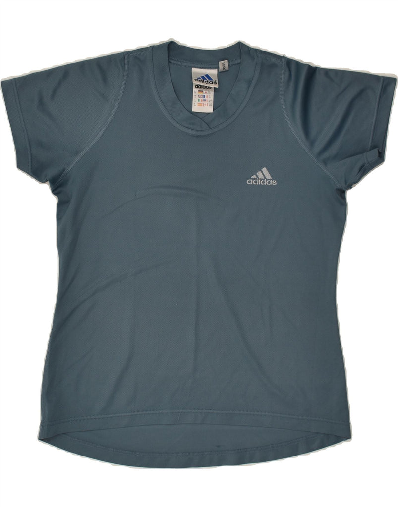 ADIDAS Womens T-Shirt Top UK 12 Medium Blue Polyester | Vintage Adidas | Thrift | Second-Hand Adidas | Used Clothing | Messina Hembry 