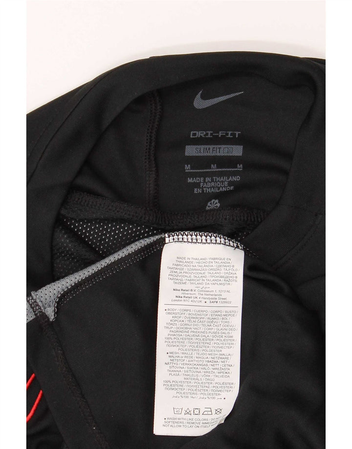 Nike Mens Dri Fit Slim T-Shirt Top Medium Black Colourblock Polyester