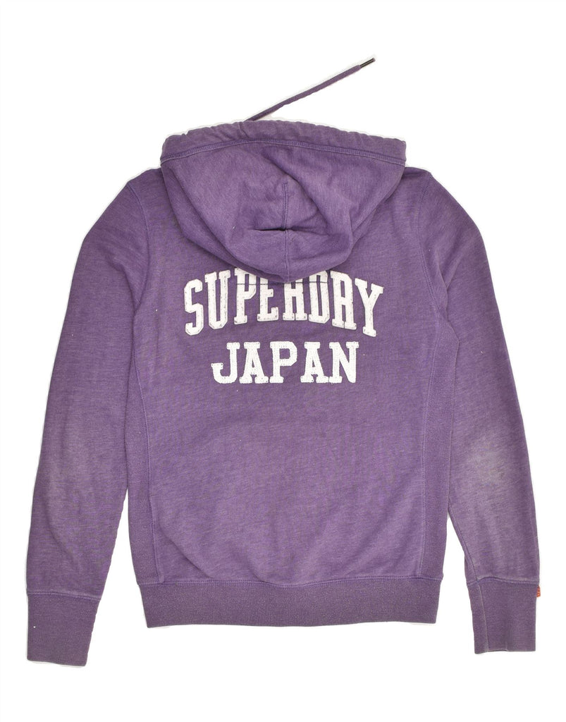 SUPERDRY Womens Graphic Zip Hoodie Sweater UK 12 Medium Purple Cotton | Vintage Superdry | Thrift | Second-Hand Superdry | Used Clothing | Messina Hembry 