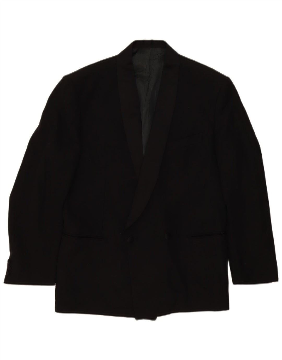 Lebole Mens Double Breasted Blazer Jacket IT 52 XL Black Virgin Wool