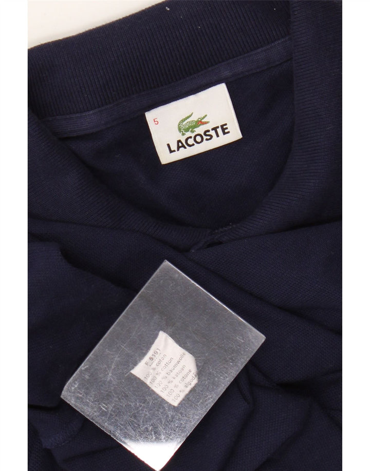 LACOSTE Mens Long Sleeve Polo Shirt Size 5 Large Navy Blue Cotton