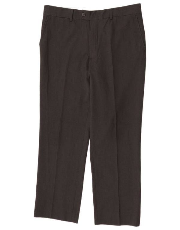 Zara Mens Straight Suit Trousers EU 44 Large W34 L27 Black Polyester