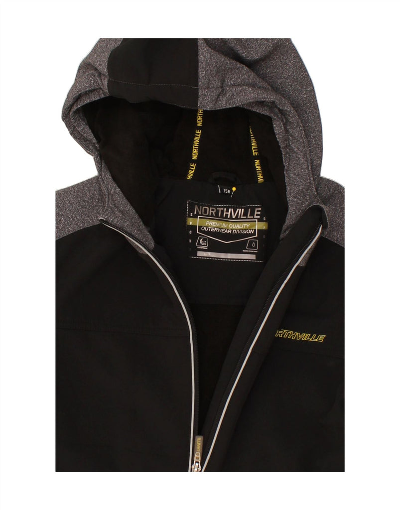 NORTHVILLE Boys Hooded Windbreaker Jacket 12-13 Years Black Colourblock Vintage Northville and Second-Hand Northville from Messina Hembry 