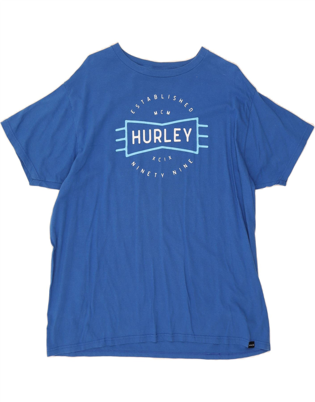 HURLEY Mens Graphic T-Shirt Top XL Blue Cotton Vintage Hurley and Second-Hand Hurley from Messina Hembry 