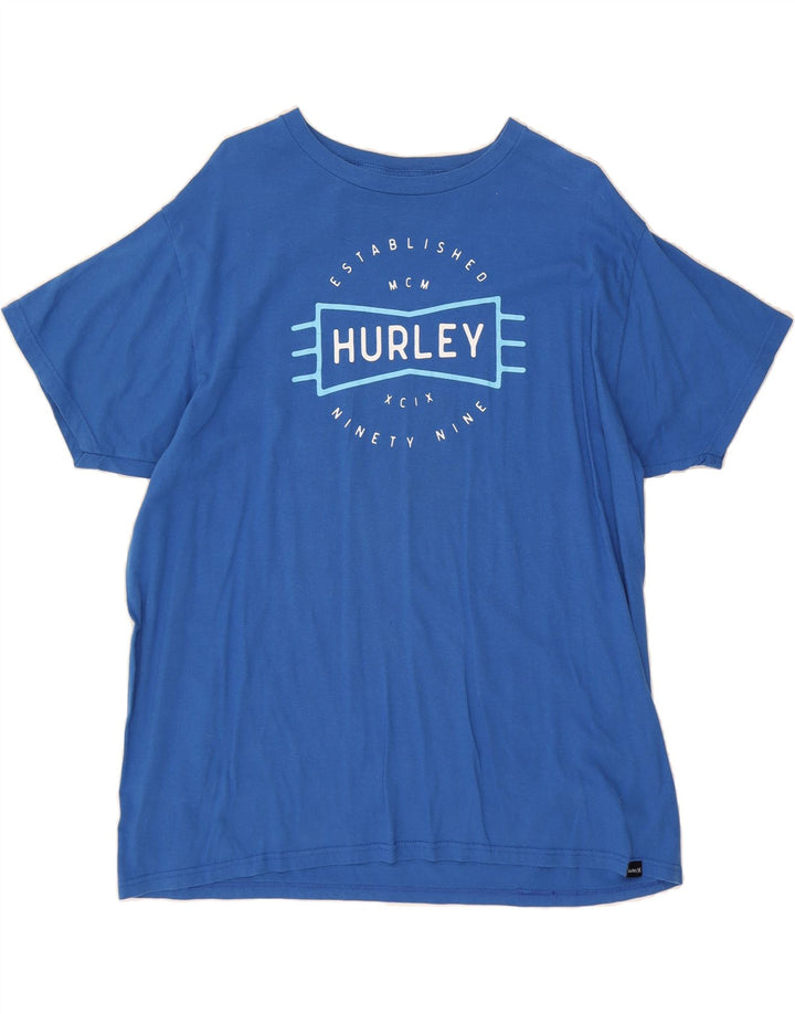 HURLEY Mens Graphic T-Shirt Top XL Blue Cotton Vintage Hurley and Second-Hand Hurley from Messina Hembry 