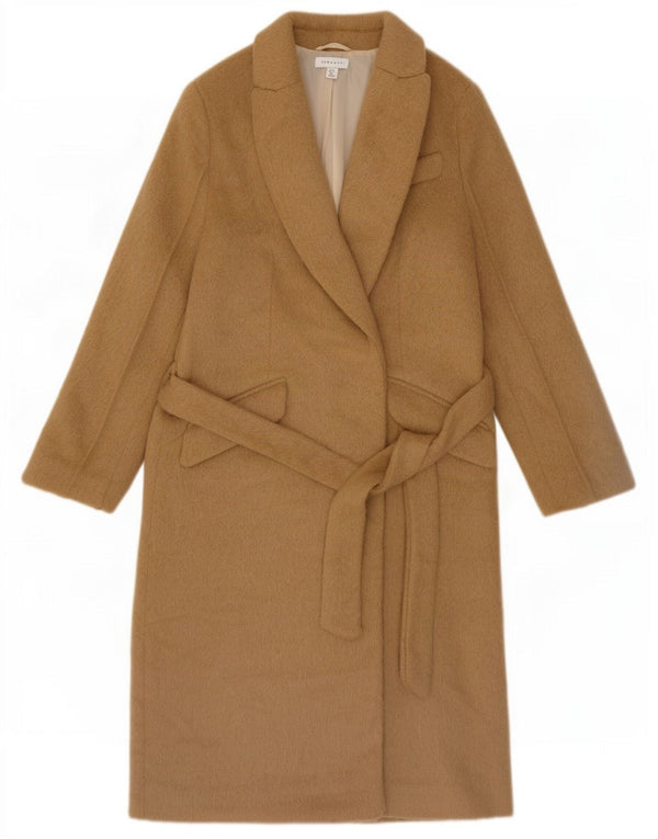 Topshop Womens Overcoat UK 8 Small Beige Polyester
