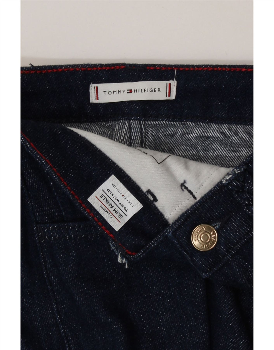 Tommy Hilfiger Womens Cigarette Slim Jeans W27 L28 Navy Blue