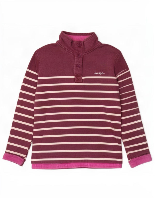 Weird Fish Womens Oversized Sweatshirt Jumper UK 16 Large Burgundy Striped