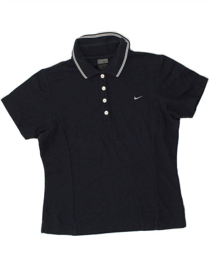 NIKE Womens Dri Fit Polo Shirt UK 10/12 Medium Navy Blue Cotton Vintage Nike and Second-Hand Nike from Messina Hembry 