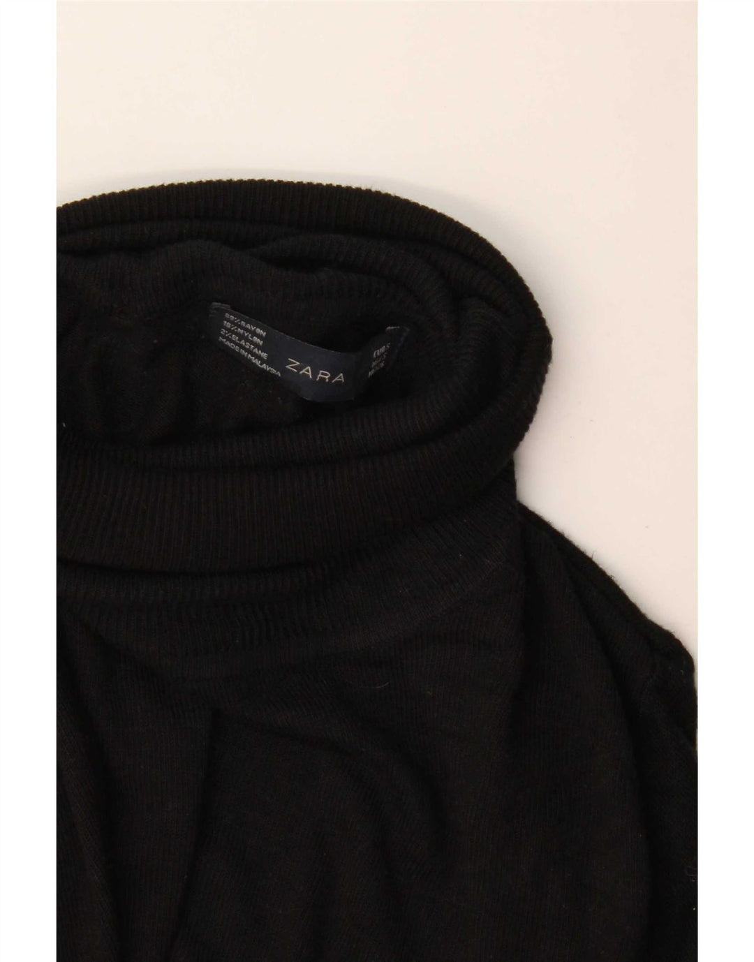 Zara Womens Roll Neck Jumper Sweater UK 10 Small Black Rayon