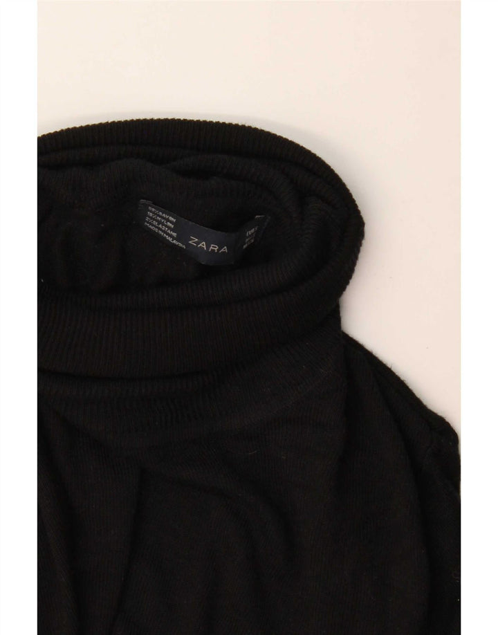 Zara Womens Roll Neck Jumper Sweater UK 10 Small Black Rayon