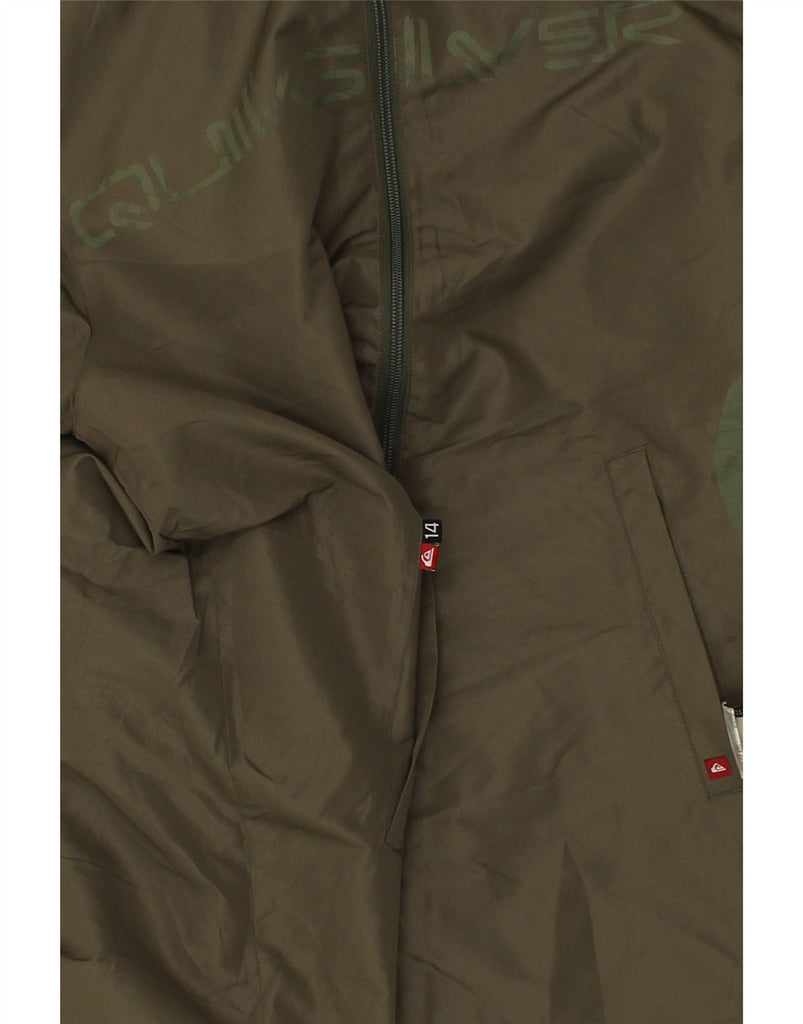 QUIKSILVER Boys Hooded Reversible Rain Jacket 13-14 Years Khaki Polyester | Vintage Quiksilver | Thrift | Second-Hand Quiksilver | Used Clothing | Messina Hembry 