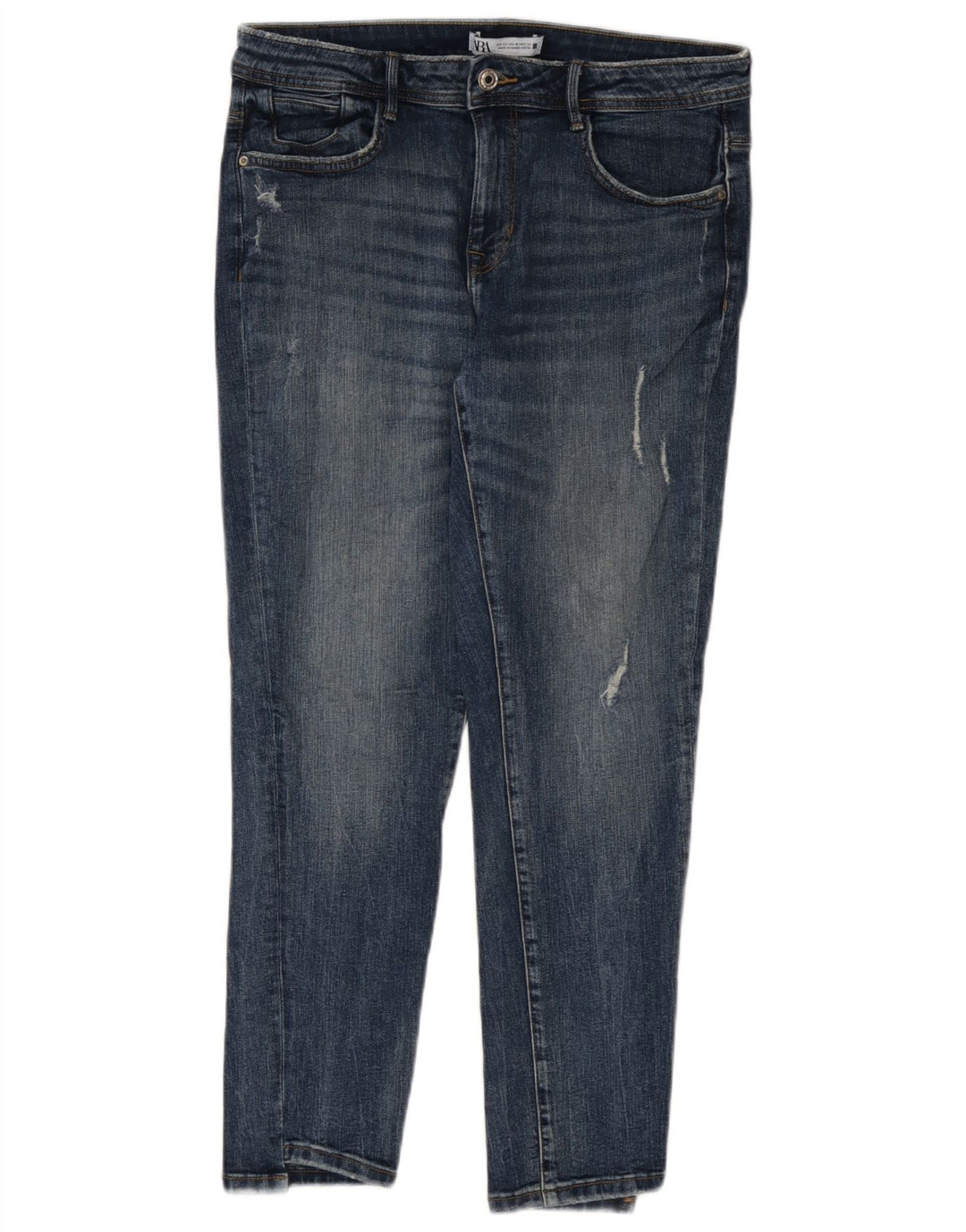 Zara Womens Distressed Slim Jeans EU 42 Large W32 L27 Blue