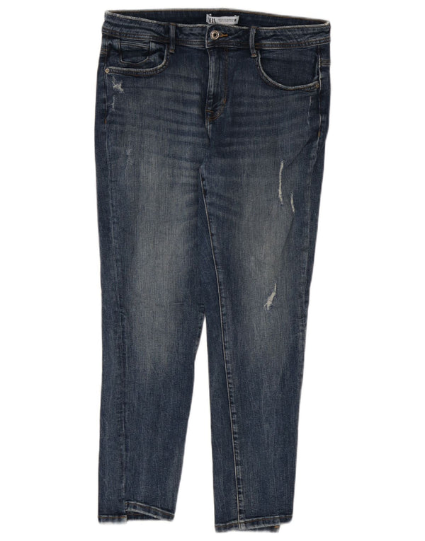 Zara Womens Distressed Slim Jeans EU 42 Large W32 L27 Blue