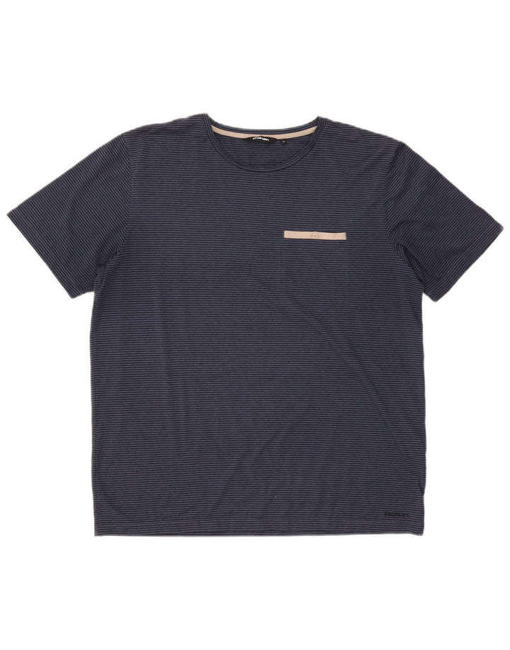 Rohan Mens T-Shirt Top Large Navy Blue Striped Polyester