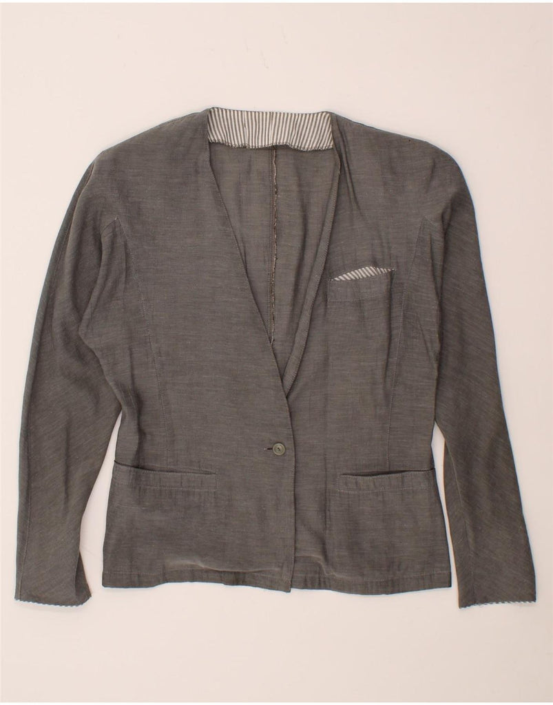 GERRY WEBER Womens 1 Button Blazer Jacket EU 34 XS Grey Cotton Vintage Gerry Weber and Second-Hand Gerry Weber from Messina Hembry 